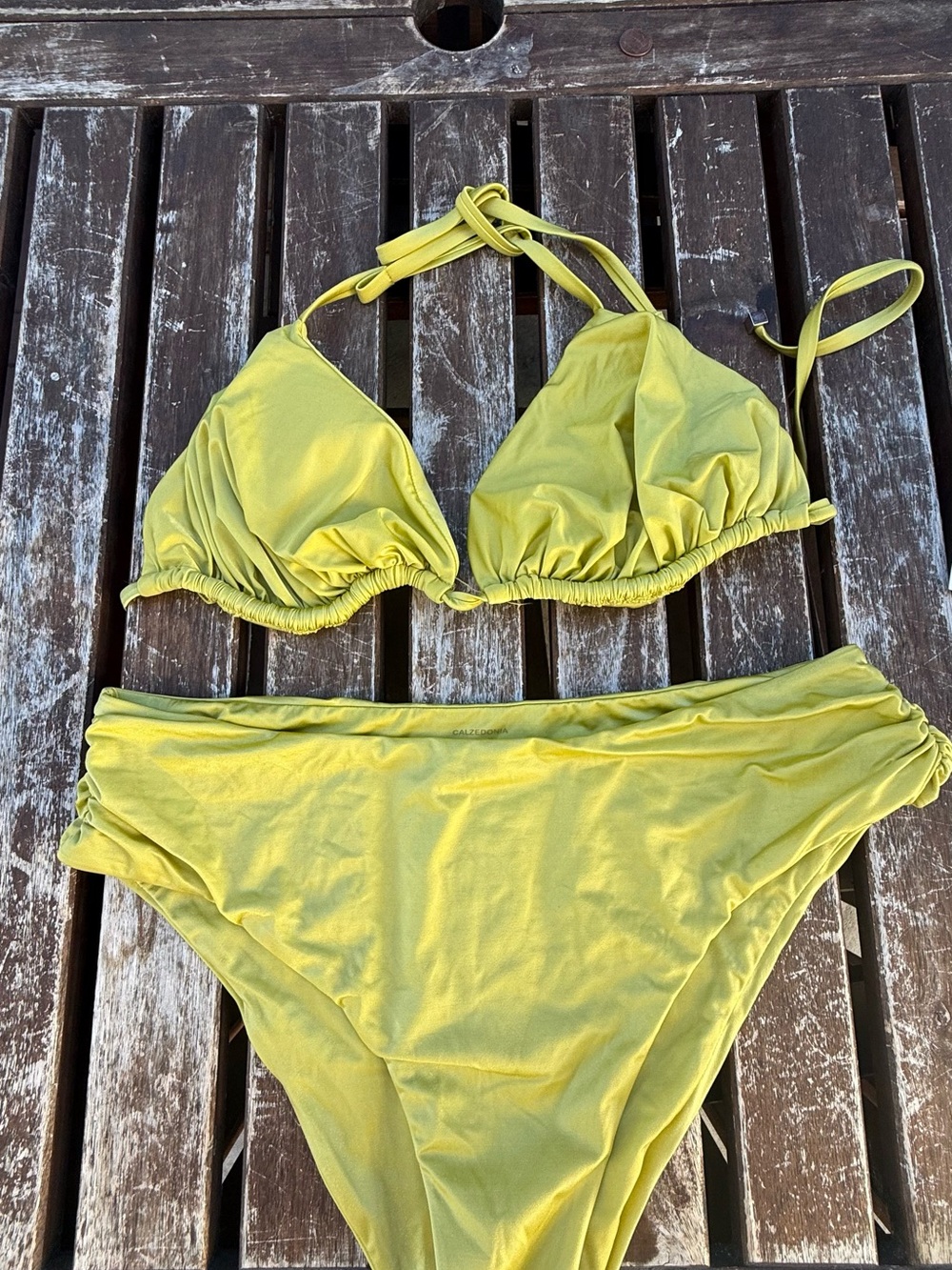 Lemon Halter Triangle Bikini Set - Women’s Yellow Swimwear